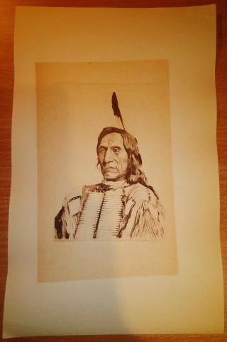 Lyman Byxbe Etching - " Red Cloud ",  1932 - Important Indian Portrait - Signed