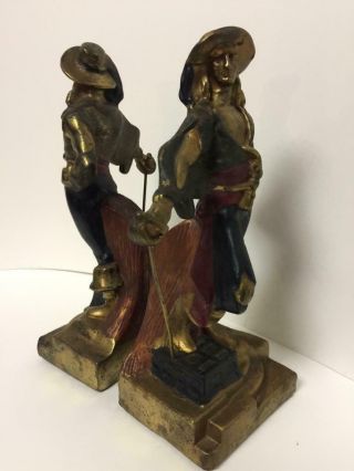 Vintage Armor Bronze Co.  Bookends Pirate 1920s Swashbuckler 10 1/2 " High Office