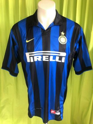 Xl Vtg 1998 Nike Inter Milan Soccer Jersey Home Italy Football Shirt Calcio Xl
