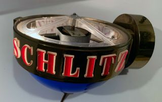 1961 Vintage Schlitz Beer Rotating Globe Lamp Bar Light - needs top 2