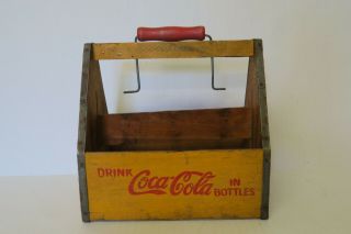Vintage Coca Cola Ww Ii 1940’s,  " War Wings ",  Yellow Wood,  6 Pack Carrier
