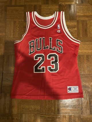 Vtg Champion Michael Jordan Chicago Bulls 23 Nba Red Jersey Mens Size 44 Retro