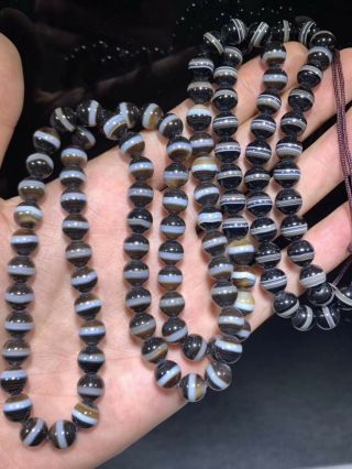 Tibetan Natural Agate Dzi Lines Healer Medicine Beads Necklace/bracelet D722