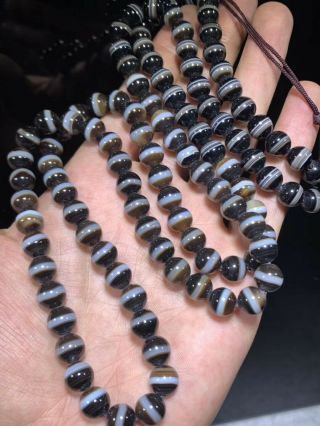 Tibetan Natural Agate Dzi Lines Healer Medicine Beads Necklace/Bracelet D722 2