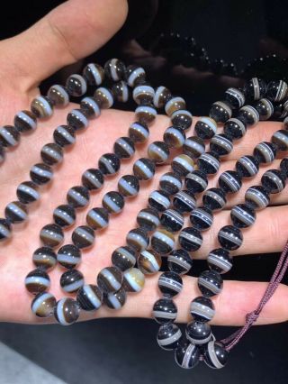 Tibetan Natural Agate Dzi Lines Healer Medicine Beads Necklace/Bracelet D722 3