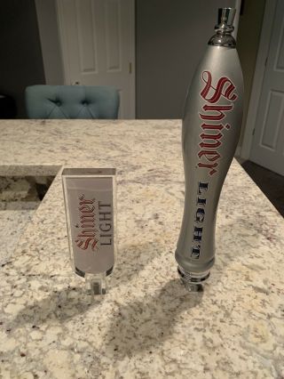 2 SHINER Light beer tap handles 2