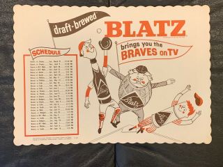 Blatz Beer Milwaukee Braves Baseball Advertising Placemat Nr Nos Item