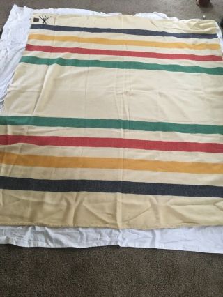 Vintage Mohawk Hudson Bay 4 Point 100 Wool Trapper Blanket 85x68”
