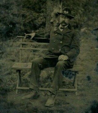 Civil War Union Soldier Tintype Photo Posing Sitting Portrait