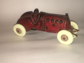 1930s Cast Iron Hubley Racer Race Car Toy Number 1 8”