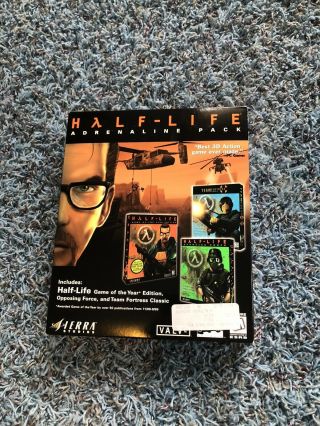 Half Life Adrenaline Pack Near Vintage Pc Big Box Complete Cib Valve