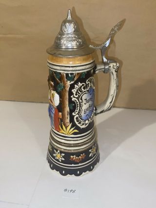 Vintage,  Authentic German Lidded Beer Stein W/ Mapsa Music Box Made In Germany
