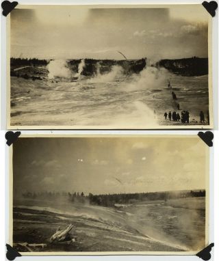 Early Tourists Visit Geyser Field At Yellowstone National Park 2 Pics