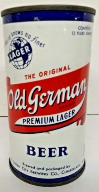 Old German Premium Lager Beer 12 Oz Flat Top Beer Can From Cumberland,  Maryland