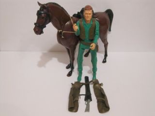 Marx Canadian Mod Green Johnny West With Thunderbolt Horse & Accessories