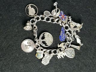 Vintage Monet Charm Bracelet With Sterling Silver Charms