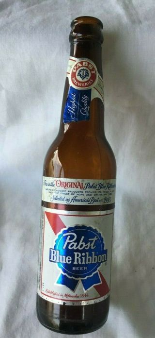 Vintage Returnable Beer Bottle Pbr Pabst Blue Ribbon Beer Brown Glass Bottle