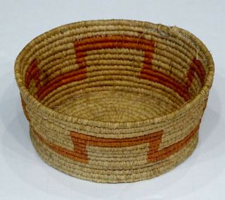 Authentic Native American Indian Antique Coiled Sweetgrass Basket / Design