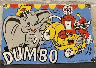 Vintage Diamond D - X Gasoline Porcelain Sign Gas Station Pump Plate Dumbo Disney