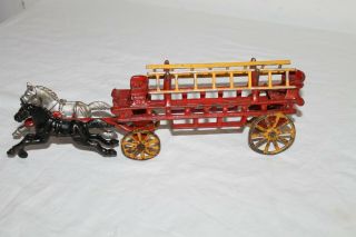 Antique Kenton Cast Iron Ladder Fire Wagon