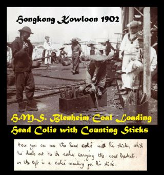 香港 Hongkong Kowloon Harbour Marines H.  M.  S.  Blenheim Coaling - 5x Orig.  ≈ 1902