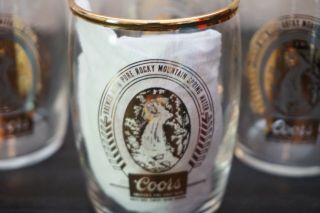 4 Vintage COORS Beer Barrel Gold Rim Small 5 Oz.  Chaser Tasting Drinking Glass 2
