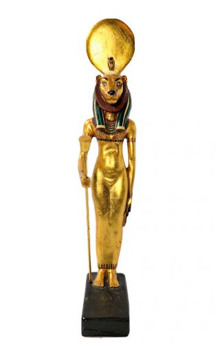 Agi - Artisan Guild International Standing Sekhmet Egyptian Gold God Statue 13 "