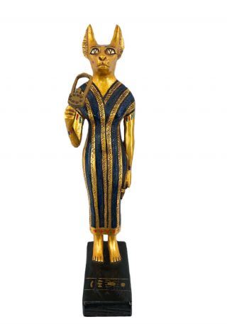 Agi Vintage Artisan Guild International Gold Leaf Statue Of Egyptian God Bastet