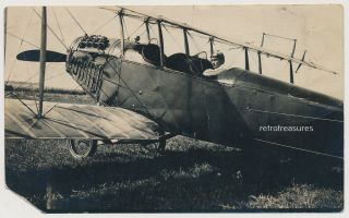 Rppc Airplane Pilot In Curtiss Jenny Biplane Real Photo Postcard Ww1 ? Aviation