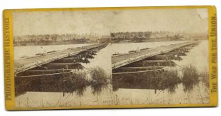 Stereoview Of A Pontoon Bridge Across The James River Above Jone 