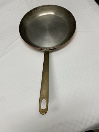 Vtg Williams Sonoma Copper Fry Pan 8.  5” Stainless Lined Brass Handle France