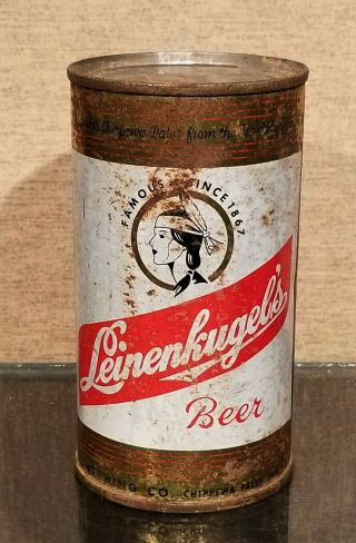 Usbc 91 - 11 1950s Leinenkugels Flat Top Beer Can Chippewa Falls Wi Leinies Lodge