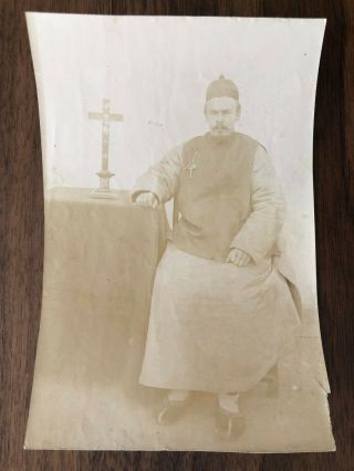 China Old Photo European Man Wearing Chinese Clothes