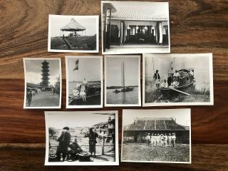 8 X China Old Photo German People Trip Chinese River Pagoda Temple Amoy
