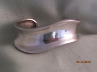 Vtg Sterling Silver Concave Curling Modernist Cuff Bracelet - Mexico - 26 Grams