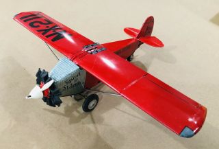 Spirit of St Louis “ Tin Toy Friction Airplane Charles Lindbergh Japan Cragstan 2