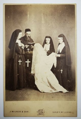 Rare Victorian Cabinet Photograph Of A Catholic Religious Ceremony