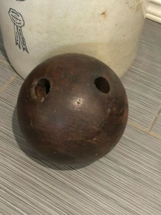 Victorian Wooden 2 Hole Bowling Ball 1880s