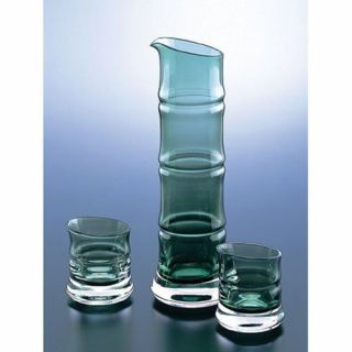 Glass Ochoko Tokkuri Japanese Sake Cup And Bottle Set Bamboo Design From Japan