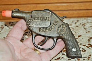 Vintage Cast Iron Federal Repeater No.  1 Toy Cap Gun By Kilgore 1925