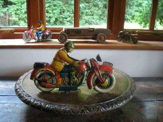 Rare Huge Jml Motorcycle 0158 1930 France Tinplate Wind Up Tin Toy No Tippco