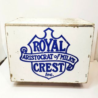 Vintage Royal Crest Aristocrat Of Milks Dairy - Wood Milk Bottle Crate Box