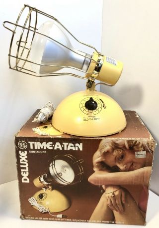 Vintage Ge Deluxe Time - A - Tan Sun Lamp Timer W/ Box