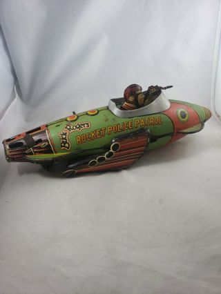 1939 Marx Buck Rogers Rocket Police Patrol Tin Litho Wind Up Toy 1930s Rough
