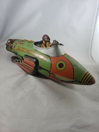 1939 Marx Buck Rogers Rocket Police Patrol Tin Litho Wind Up Toy 1930s ROUGH 2