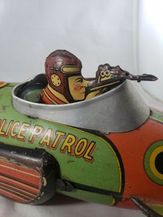 1939 Marx Buck Rogers Rocket Police Patrol Tin Litho Wind Up Toy 1930s ROUGH 3