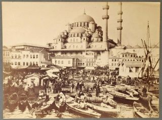 B9087 1880s Mosquée De Yéni - Djami & Market Constantinople Turkey By A.  Frères