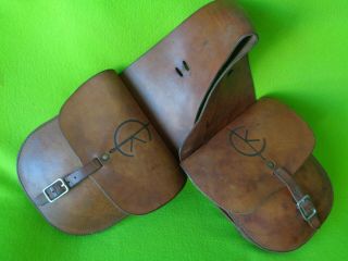 Vintage Skirting Leather Cowboy Western Saddlebags With Ranch Brand