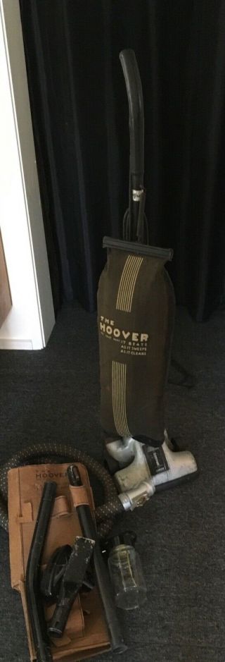 Vintage Hoover Junior 375 Upright Vacuum Cleaner & Tool Set Art Deco Style.
