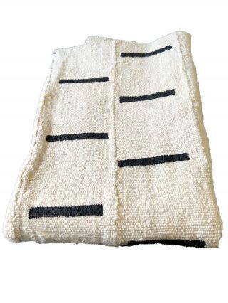 African Bogolan Black And White Mud Cloth Textile Mali 42 " By 64 "